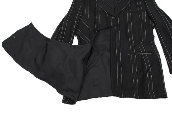 COMME des GARCONS Striped Wool Asymmetry Wrap Jacket K-135367_008