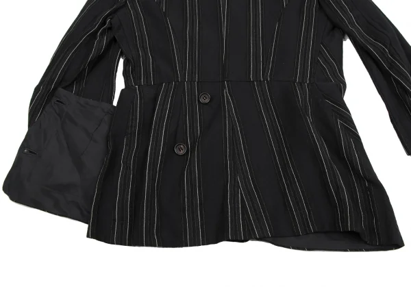 COMME des GARCONS Striped Wool Asymmetry Wrap Jacket K-135367_017