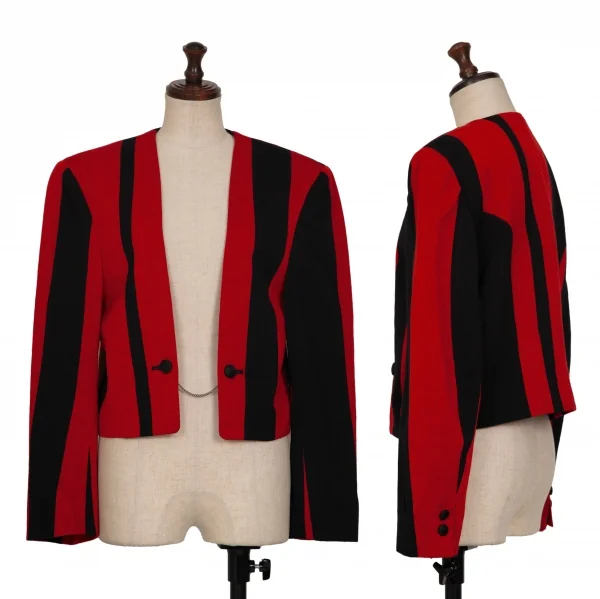 COMME des GARCONS Bicolor Striped Short Jacket Red,Black M K-135369_001