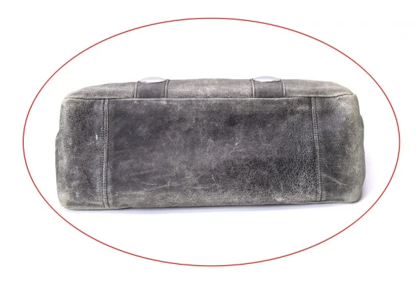 トリココムデギャルソンtricot COMME des GARCONS カウレザーサークルメタル装飾ハンドバッグ グレー K-135380_005