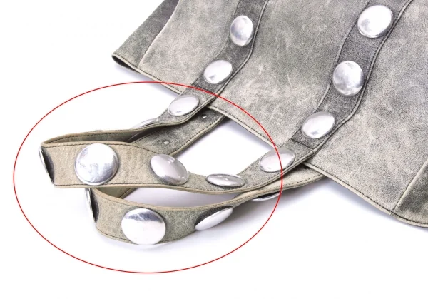 トリココムデギャルソンtricot COMME des GARCONS カウレザーサークルメタル装飾ハンドバッグ グレー K-135380_007