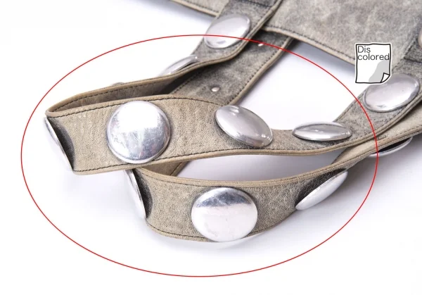 トリココムデギャルソンtricot COMME des GARCONS カウレザーサークルメタル装飾ハンドバッグ グレー K-135380_008