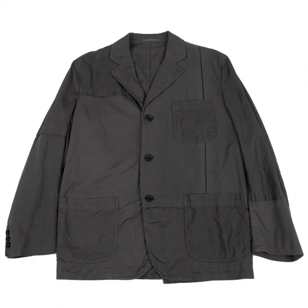 COMME des GARCONS HOMME Switching Dyed Cotton Linen Jacket Charcoal XS K-135423_001
