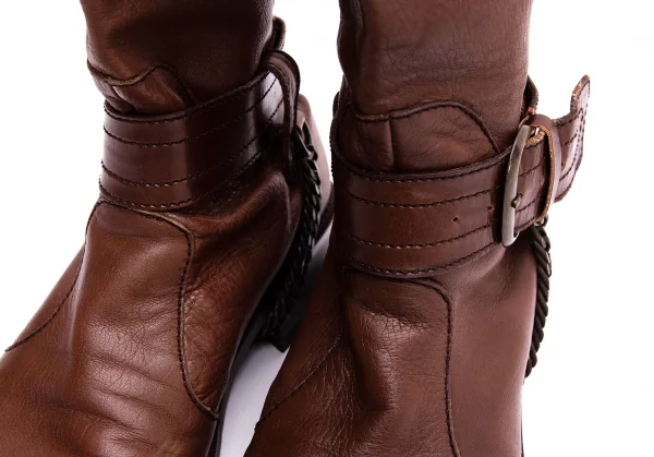 Jean-Paul GAULTIER Chain Design Leather Long Boots K-135506_006