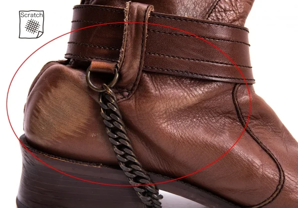 Jean-Paul GAULTIER Chain Design Leather Long Boots K-135506_009