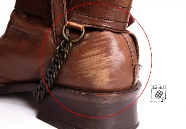 Jean-Paul GAULTIER Chain Design Leather Long Boots K-135506_010