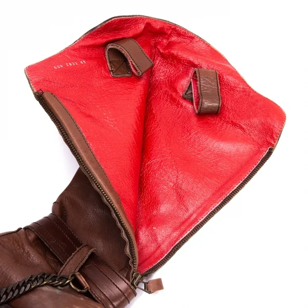 Jean-Paul GAULTIER Chain Design Leather Long Boots K-135506_013