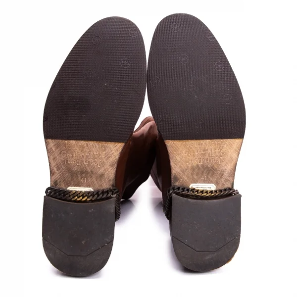 Jean-Paul GAULTIER Chain Design Leather Long Boots K-135506_014