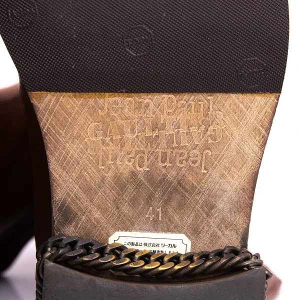 Jean-Paul GAULTIER Chain Design Leather Long Boots K-135506_015