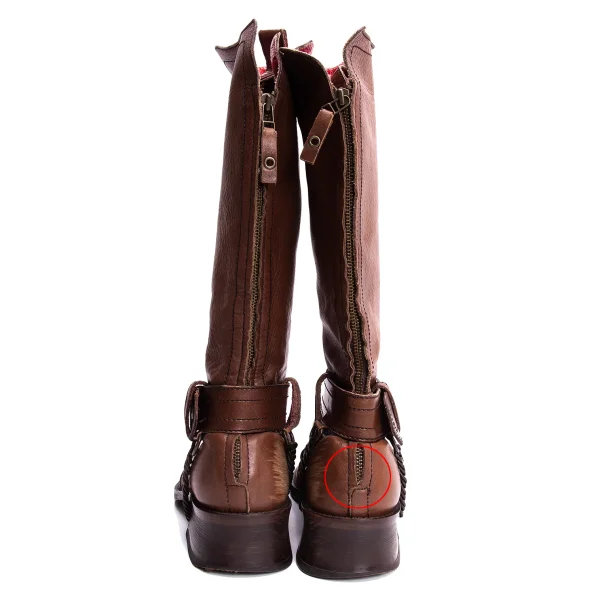 Jean-Paul GAULTIER Chain Design Leather Long Boots K-135506_016