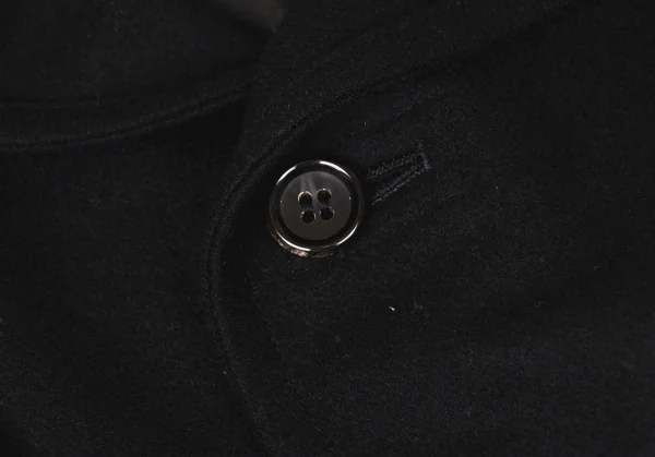 コムデギャルソンCOMME des GARCONS ウール混紡脇開きバックスリットフリルコート 黒M位 K-135572_005