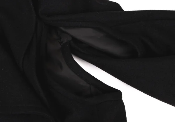 コムデギャルソンCOMME des GARCONS ウール混紡脇開きバックスリットフリルコート 黒M位 K-135572_008