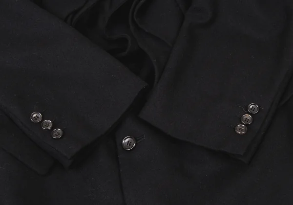 コムデギャルソンCOMME des GARCONS ウール混紡脇開きバックスリットフリルコート 黒M位 K-135572_009