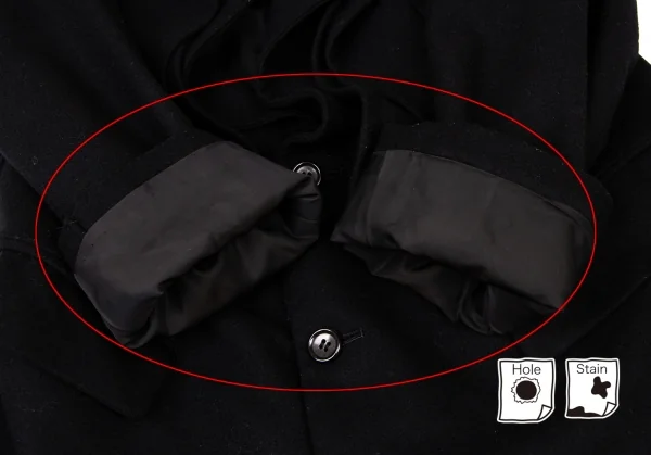 コムデギャルソンCOMME des GARCONS ウール混紡脇開きバックスリットフリルコート 黒M位 K-135572_010