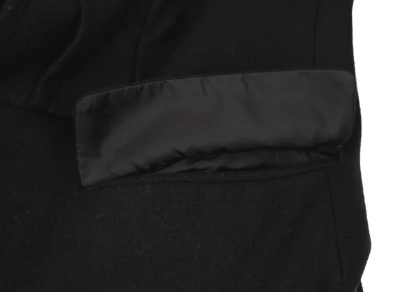 コムデギャルソンCOMME des GARCONS ウール混紡脇開きバックスリットフリルコート 黒M位 K-135572_012