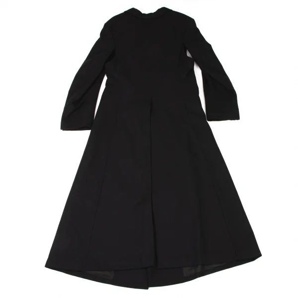 コムデギャルソンCOMME des GARCONS ウール混紡脇開きバックスリットフリルコート 黒M位 K-135572_015
