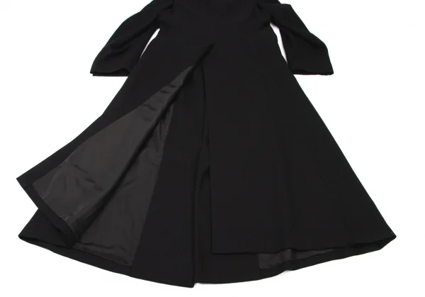 コムデギャルソンCOMME des GARCONS ウール混紡脇開きバックスリットフリルコート 黒M位 K-135572_017