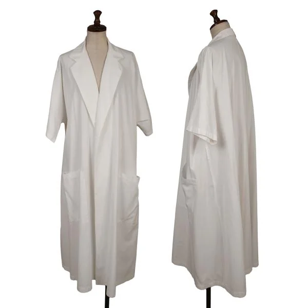 Y's Cotton Short Sleeve Long Coat White S-M K-135574_001