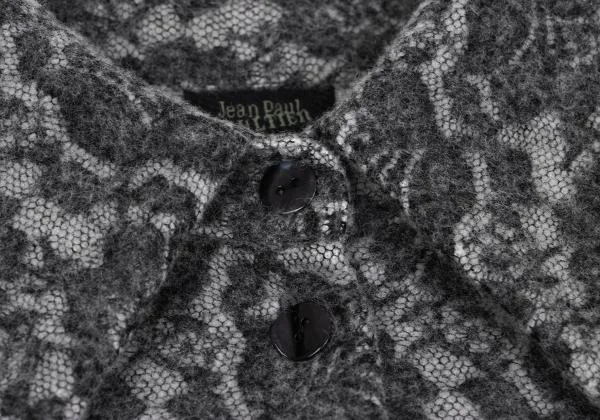 ジャンポールゴルチエ ファムJean Paul GAULTIER FEMME レースペーストウールニットシャツ グレー黒40 K-135589_006