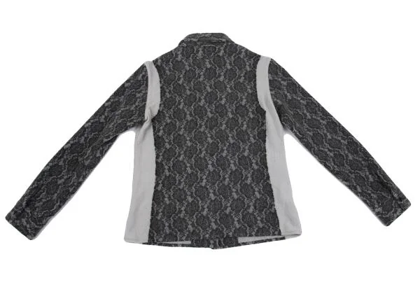 ジャンポールゴルチエ ファムJean Paul GAULTIER FEMME レースペーストウールニットシャツ グレー黒40 K-135589_012