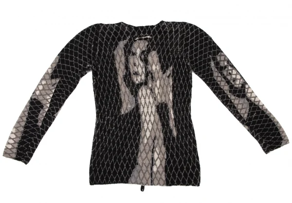Jean Paul GAULTIER FEMME Print Mesh Knit Cardigan K-135602_014