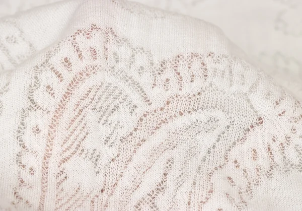 ジュンヤワタナベ コムデギャルソンJUNYA WATANABE COMME des GARCONS ペイズリーメッシュ裾フレア半袖トップス 白S位 K-135681_010