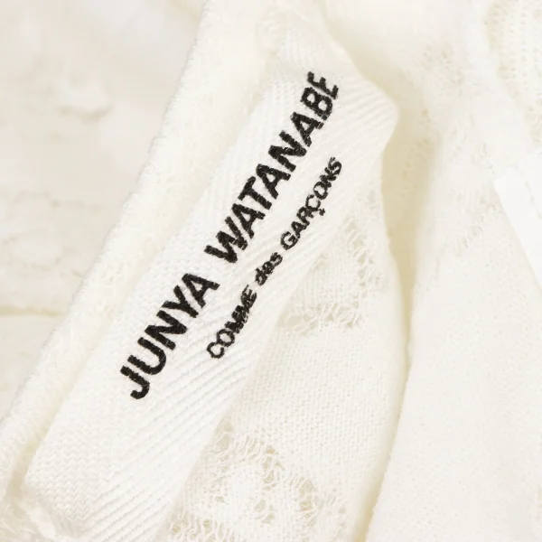 ジュンヤワタナベ コムデギャルソンJUNYA WATANABE COMME des GARCONS ペイズリーメッシュ裾フレア半袖トップス 白S位 K-135681_012