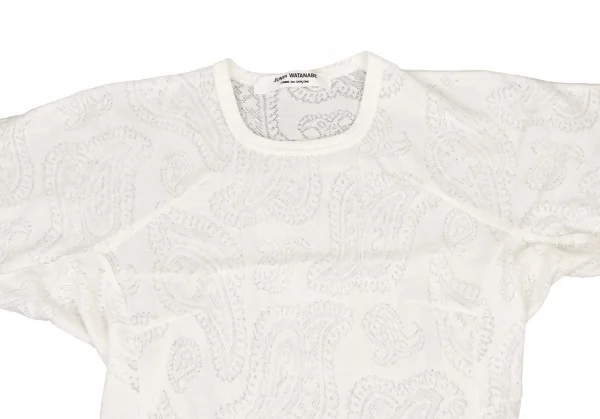 ジュンヤワタナベ コムデギャルソンJUNYA WATANABE COMME des GARCONS ペイズリーメッシュ裾フレア半袖トップス 白S位 K-135681_003