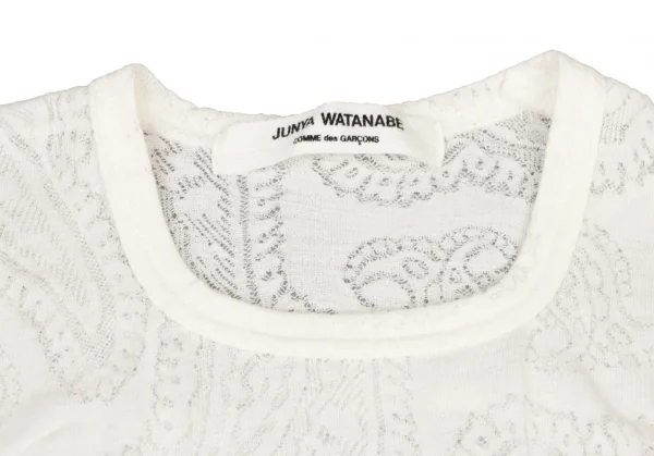 ジュンヤワタナベ コムデギャルソンJUNYA WATANABE COMME des GARCONS ペイズリーメッシュ裾フレア半袖トップス 白S位 K-135681_004