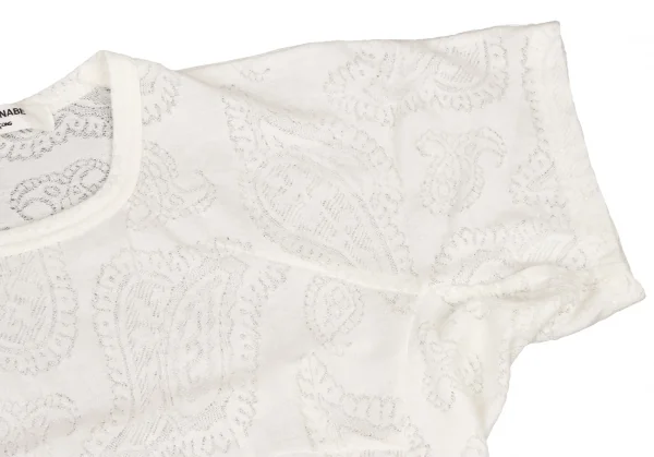 ジュンヤワタナベ コムデギャルソンJUNYA WATANABE COMME des GARCONS ペイズリーメッシュ裾フレア半袖トップス 白S位 K-135681_005