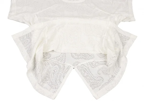 ジュンヤワタナベ コムデギャルソンJUNYA WATANABE COMME des GARCONS ペイズリーメッシュ裾フレア半袖トップス 白S位 K-135681_008