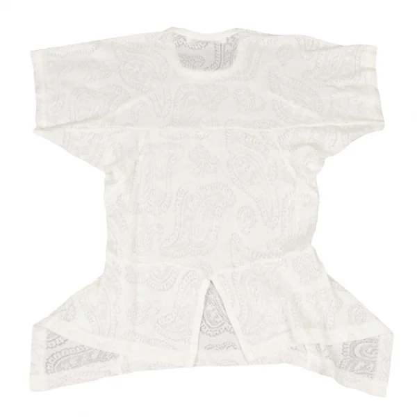 ジュンヤワタナベ コムデギャルソンJUNYA WATANABE COMME des GARCONS ペイズリーメッシュ裾フレア半袖トップス 白S位 K-135681_009