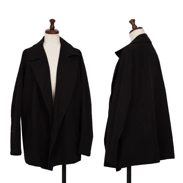 Y's Cotton Buttonless Jacket Black 3 K-135716_001