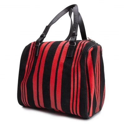 Y's Stripe Printed Leather Handle Bag