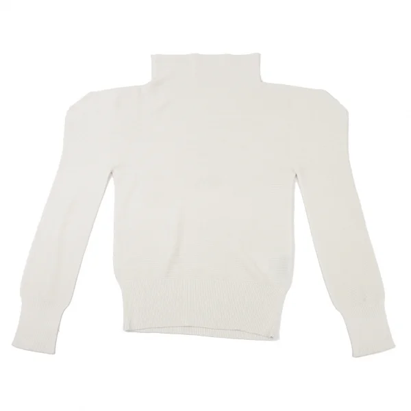 イッセイミヤケISSEY MIYAKE 132 5. コットンポリリブ切替ハイネックニット オフホワイト2 K-135739_002