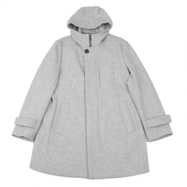 EPOCA UOMO Wool Nylon Double Zip Hooded Coat Grey 52 K-135752_001