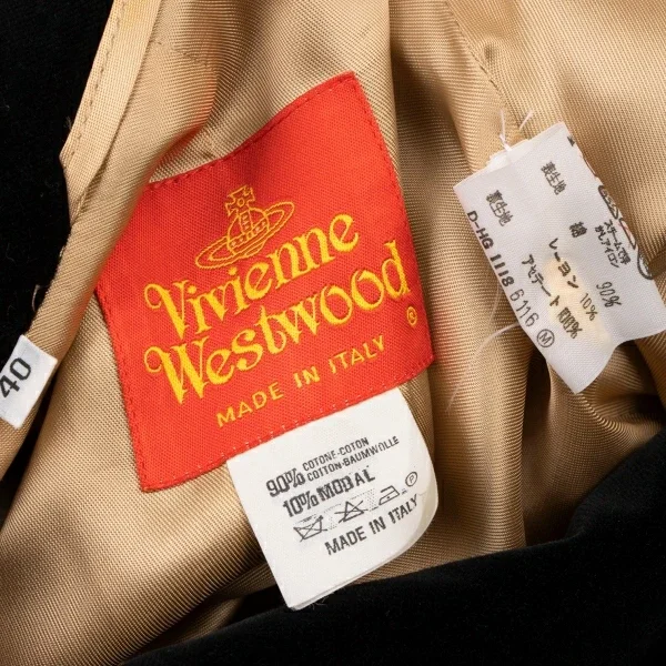 ヴィヴィアンウエストウッドVivienne Westwood 旧赤タグ ベロアセットアップ 黒40 K-135760_020