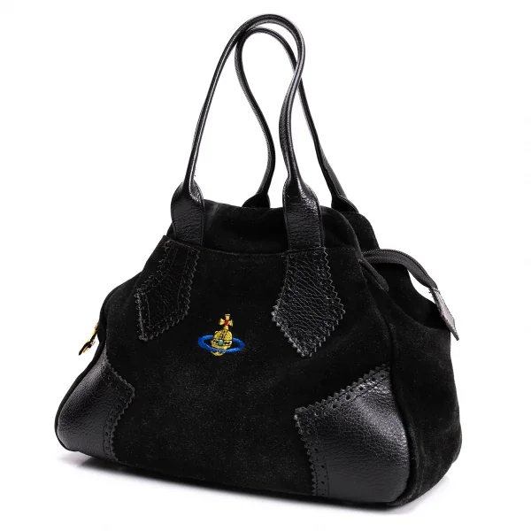 ヴィヴィアンウエストウッドVivienne Westwood Braccialini社製 スエード切替ヤスミンハンドバッグ 黒 K-135766_001