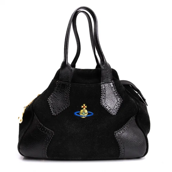 ヴィヴィアンウエストウッドVivienne Westwood Braccialini社製 スエード切替ヤスミンハンドバッグ 黒 K-135766_002