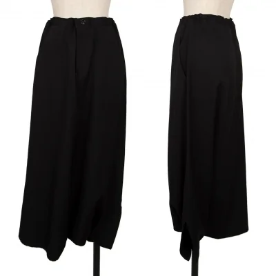 Y's Wool Gabardine Button Design Skirt Dropped Crotch Pants