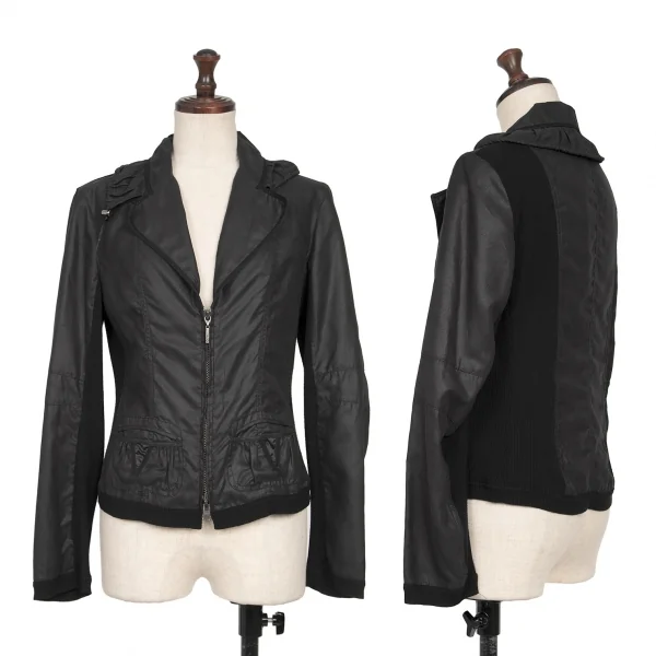 トリコ ヒロコビスTRICO HIROKO BIS リブ切替ジップジャケット 黒9 K-135796_001