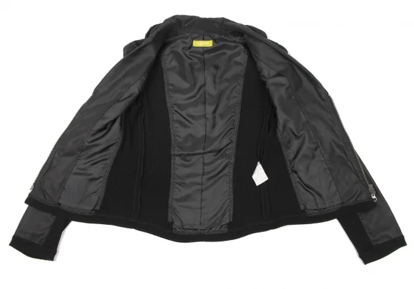 トリコ ヒロコビスTRICO HIROKO BIS リブ切替ジップジャケット 黒9 K-135796_012