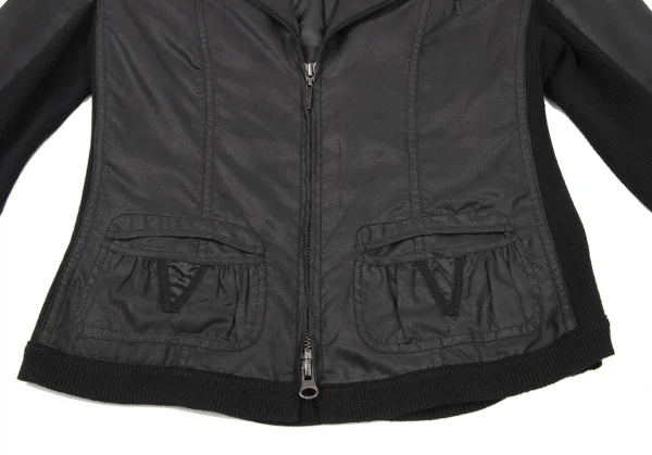 トリコ ヒロコビスTRICO HIROKO BIS リブ切替ジップジャケット 黒9 K-135796_009