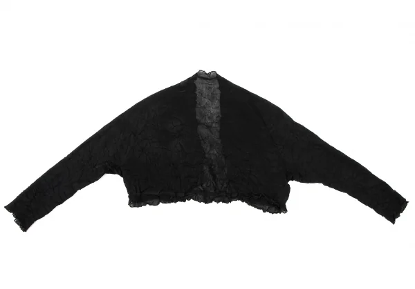 ヒロコビスHIROKO BIS シワ加工ボタニカル刺繍メッシュボレロ 黒9 K-135803_010