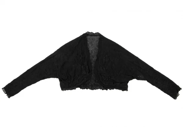 ヒロコビスHIROKO BIS シワ加工ボタニカル刺繍メッシュボレロ 黒9 K-135803_002