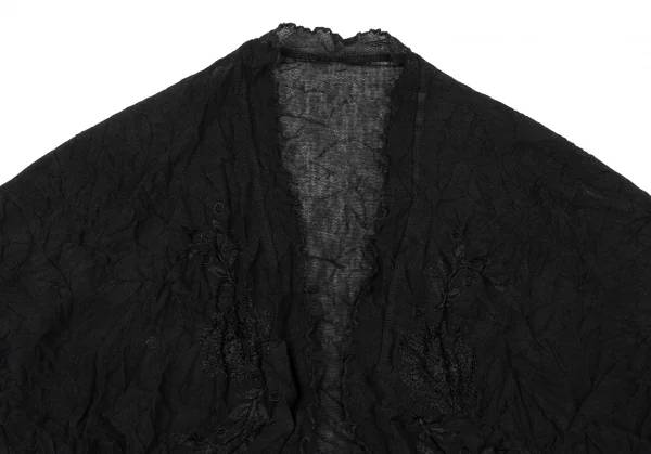ヒロコビスHIROKO BIS シワ加工ボタニカル刺繍メッシュボレロ 黒9 K-135803_003