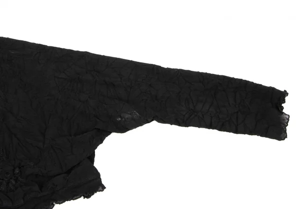 ヒロコビスHIROKO BIS シワ加工ボタニカル刺繍メッシュボレロ 黒9 K-135803_005