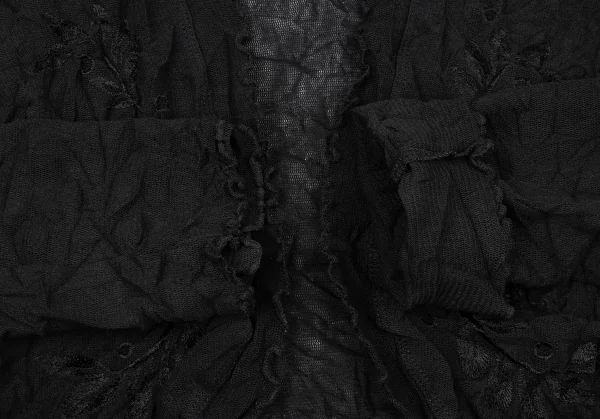 ヒロコビスHIROKO BIS シワ加工ボタニカル刺繍メッシュボレロ 黒9 K-135803_006
