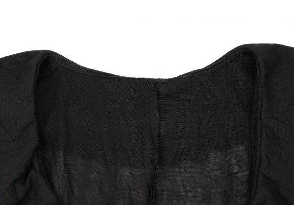 ヒロコビスHIROKO BIS フリルカラーシワ加工メッシュロングジレ 黒9 K-135804_004