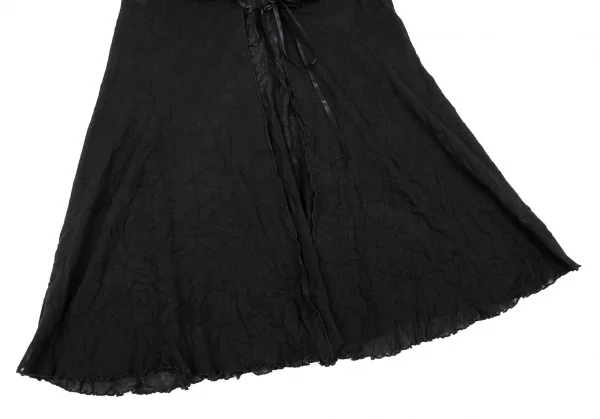 ヒロコビスHIROKO BIS フリルカラーシワ加工メッシュロングジレ 黒9 K-135804_009